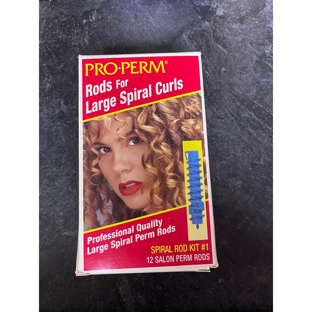 Pro-Perm Spiral Rod Kit 1 Large Spiral Curls 12 Salon Perm Rods‎ Blue White 1085